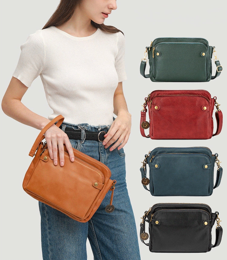 👜💃【Reducere 50% 🔥】【Capacitate mare 😍】👝💕Geantă vintage din piele pentru femei, cu capacitate mare, structură în trei straturi, piele rezistentă la uzură