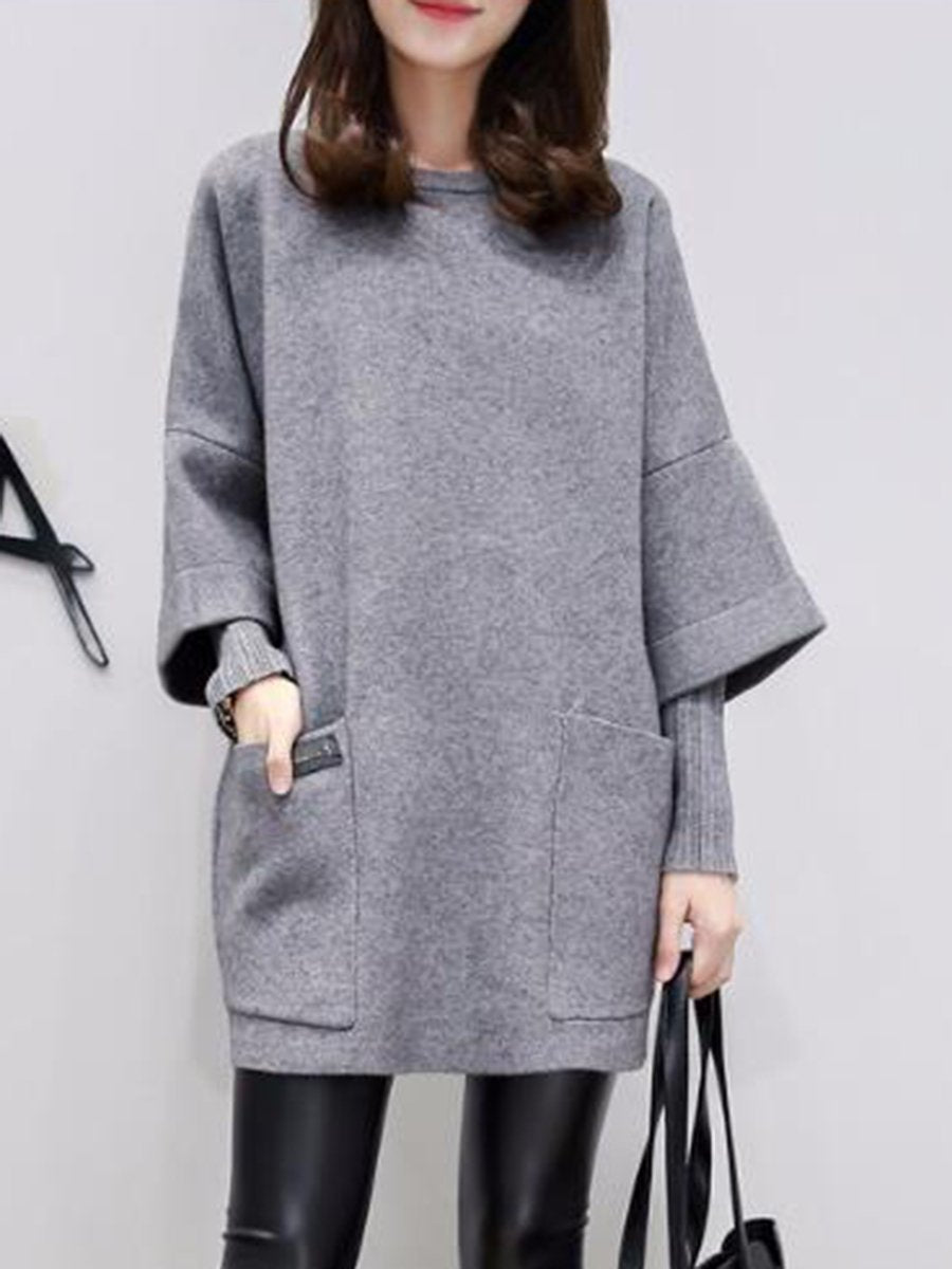 🔥🎁【Kupte 1 a získejte 1 zdarma🔥】Nová podzimní/zimní dámská volná mikina s dlouhým rukávem a kulatým výstřihem