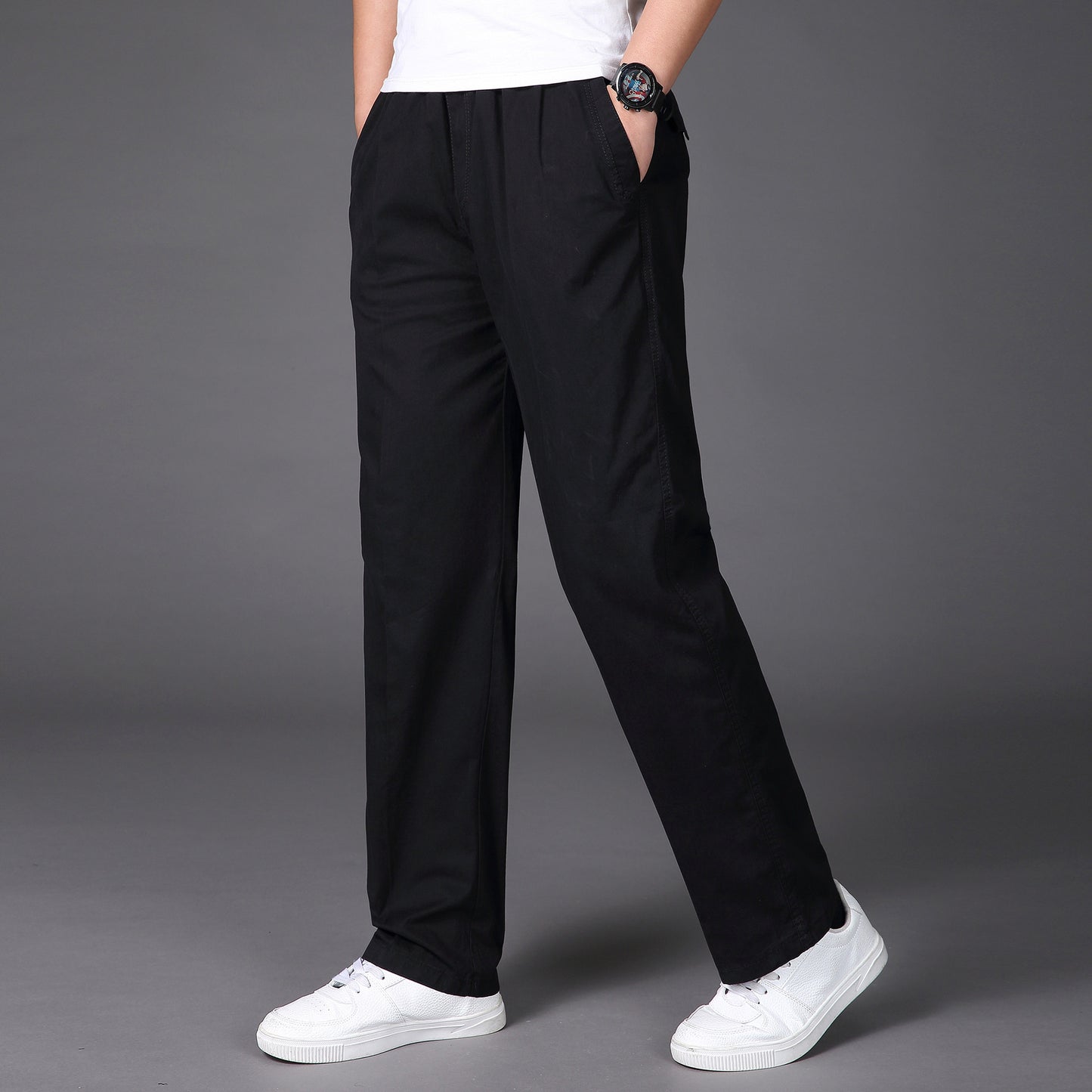 💥👖😍【50% zniżki🔥】【S-6XL】 Męskie spodnie letnie w dużych rozmiarach, szersze i luźne, z gumką w pasie