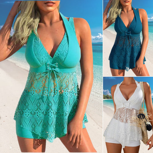 🌈🌴【Časově omezená sleva 50 % 🔥】😍 Nový velký dámský krajkový plavkový kostým