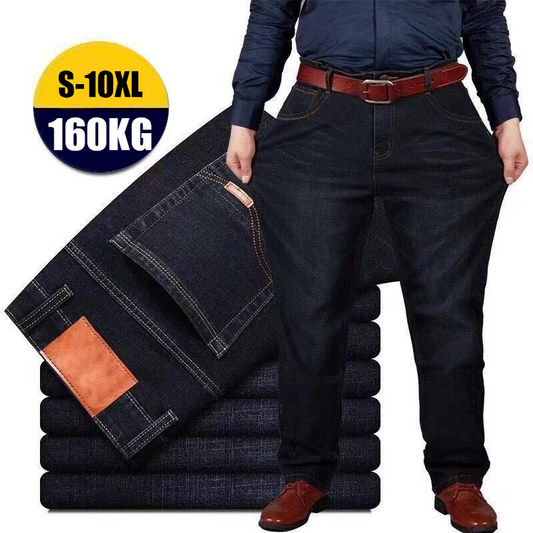 👖😎【50% kedvezmény 🔥】【S–10XL】😍 Nagyméretű, rugalmas férfi farmer, laza, bő szárú, egyenes szabású nadrág, akár 160 kg feletti férfiaknak is
