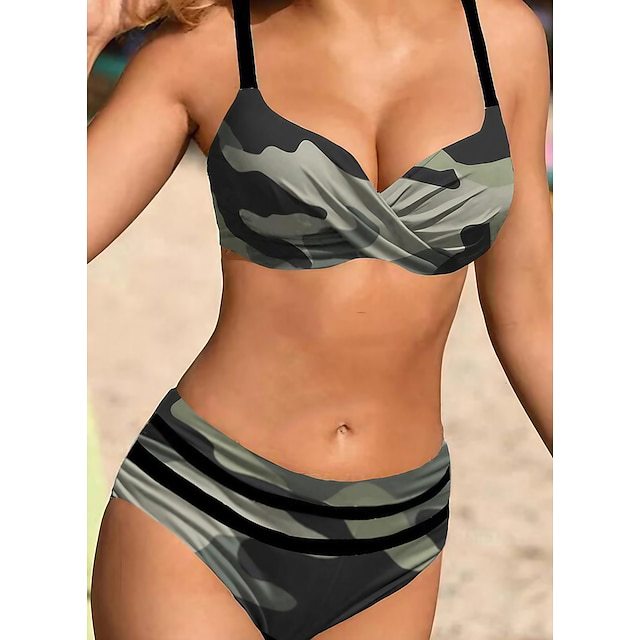 🌊👙【50% sleva】【S-5XL】💋2025. Nové plavkové bikiny větší velikosti s děleným potiskem.