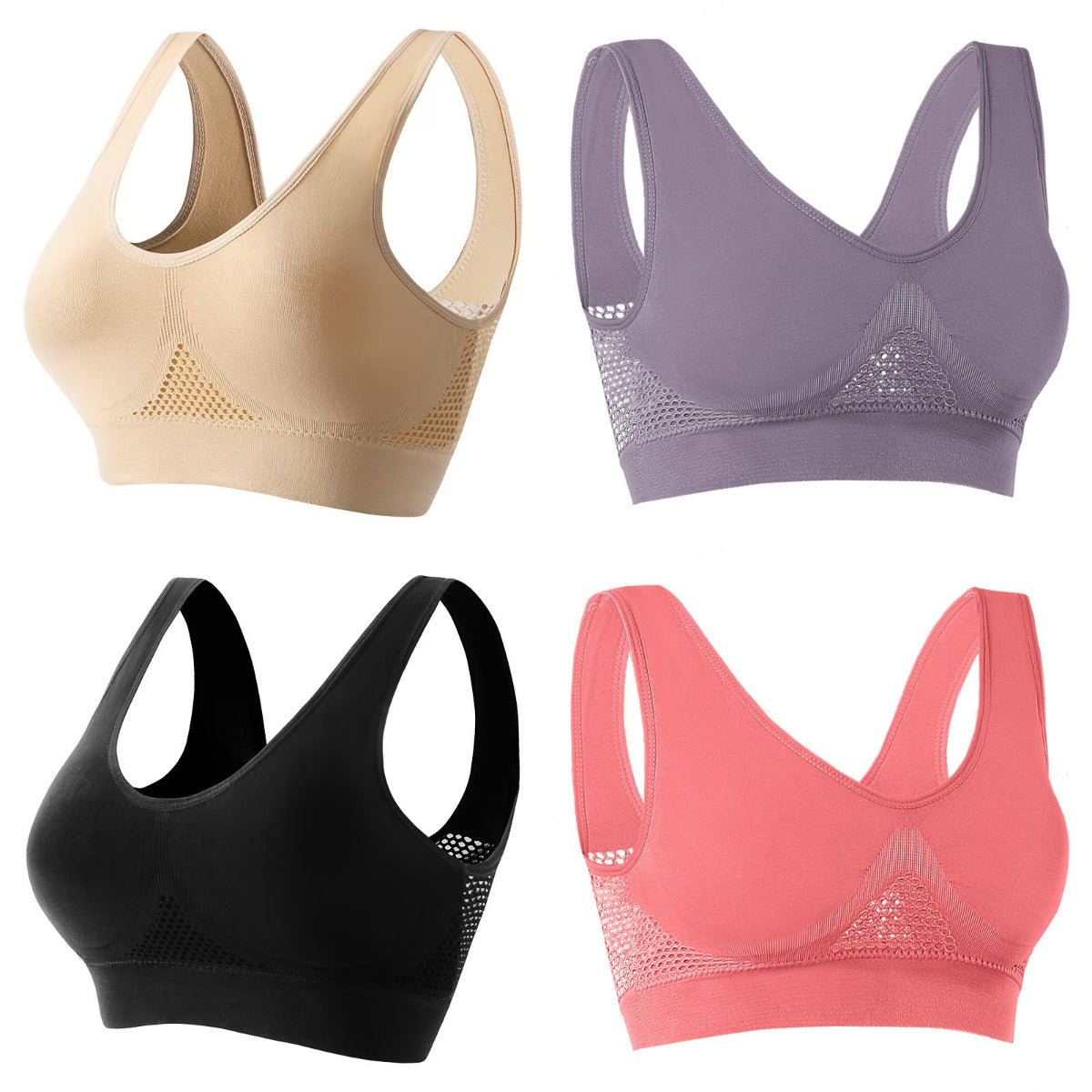 🎉🌈【Paquete de 4】【40-120 kg】Sujetador nuevo, suave y cómodo, talla grande, transpirable y fresco ✨❤️✅Pago contra entrega ✅2 artículos con 70% de descuento