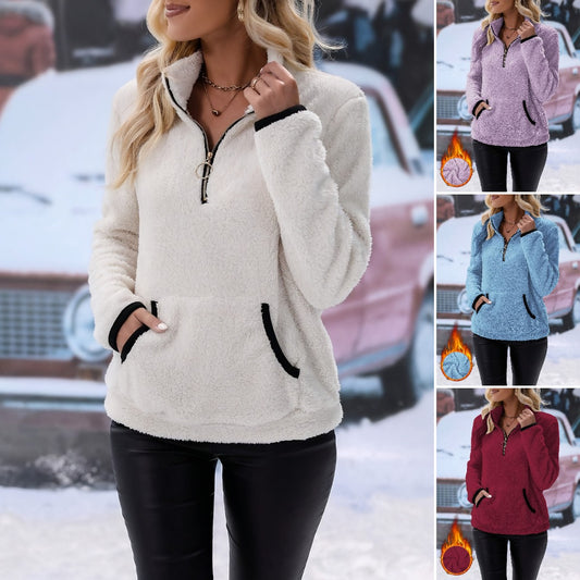 🔥🐏【Vásárolj 1-et, kapj 1-et ingyen 🔥】 Női őszi-téli plüss cipzáras ingdzseki/kabát