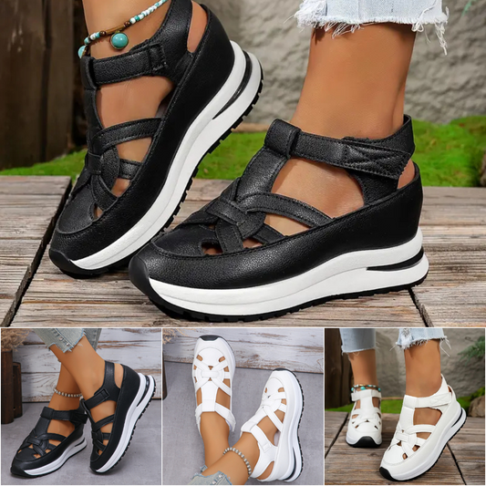 👡✨【50% zniżki🔥】【35-43】😍 Nowe damskie sandały na platformie w dużych rozmiarach, na koturnie i rzepy, idealne na co dzień