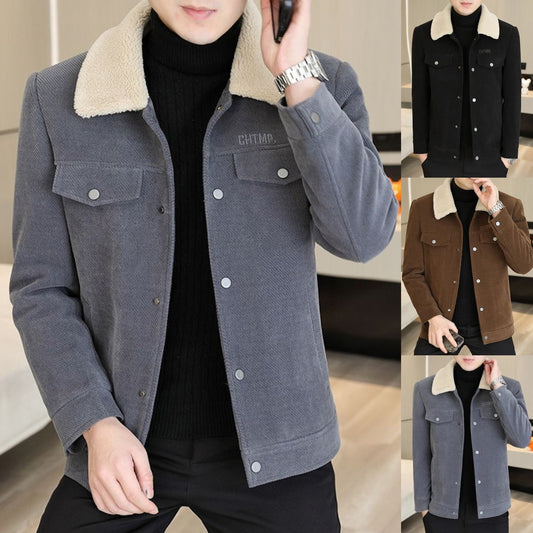 🧥【Szezonális kedvezmény -48% 🔥🔥】Férfi őszi és téli kabát gallérral, szőrmegallérral és meleg polár béléssel