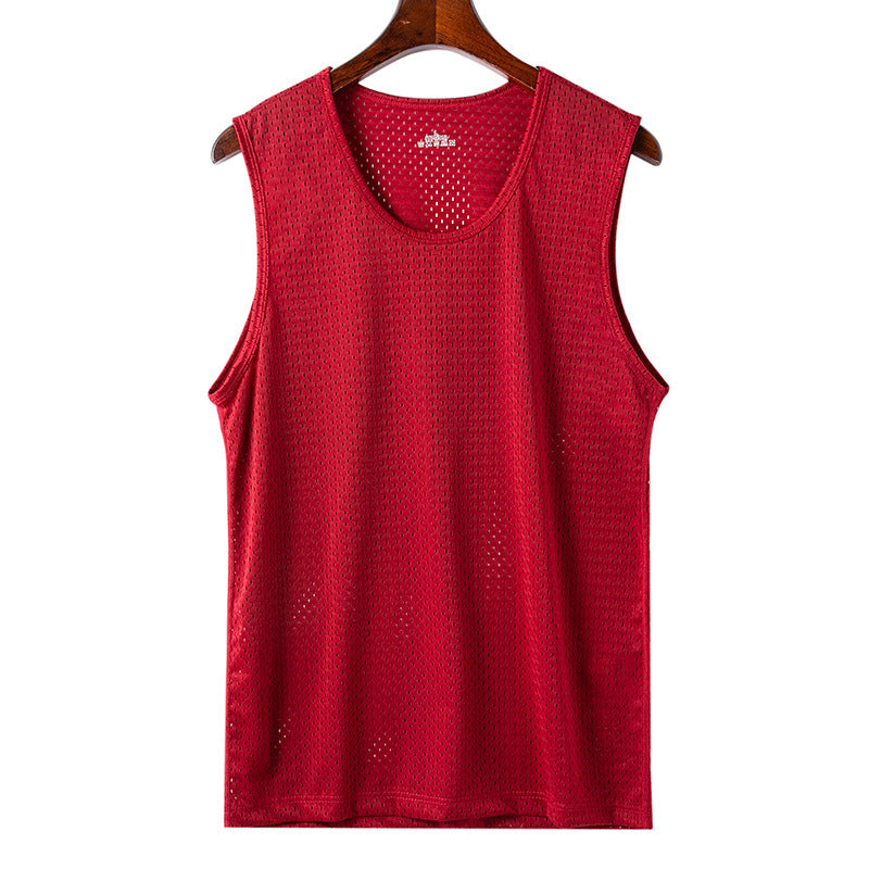 🆒💦【Kupte 1 a získejte 1 zdarma】【L–5XL】👉 Letní pánská sportovní vesta z ledového hedvábí s síťovaným vzorem, bez rukávů, lehké tričko