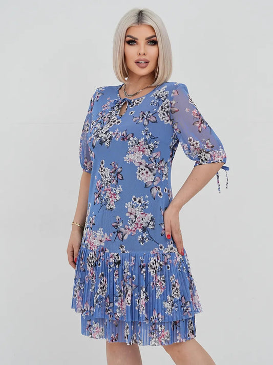 👗❤️【S-5XL】Elegantní a módní krajkové šaty s plisovaným vzorem --3974298