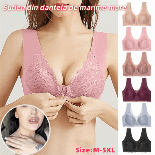✨【Vásárolj 2-t és kapj 1-et ingyen】【3 darabos készlet】Elöl záródó, merevítő nélküli nagyméretű melltartó, szép hátkialakítással