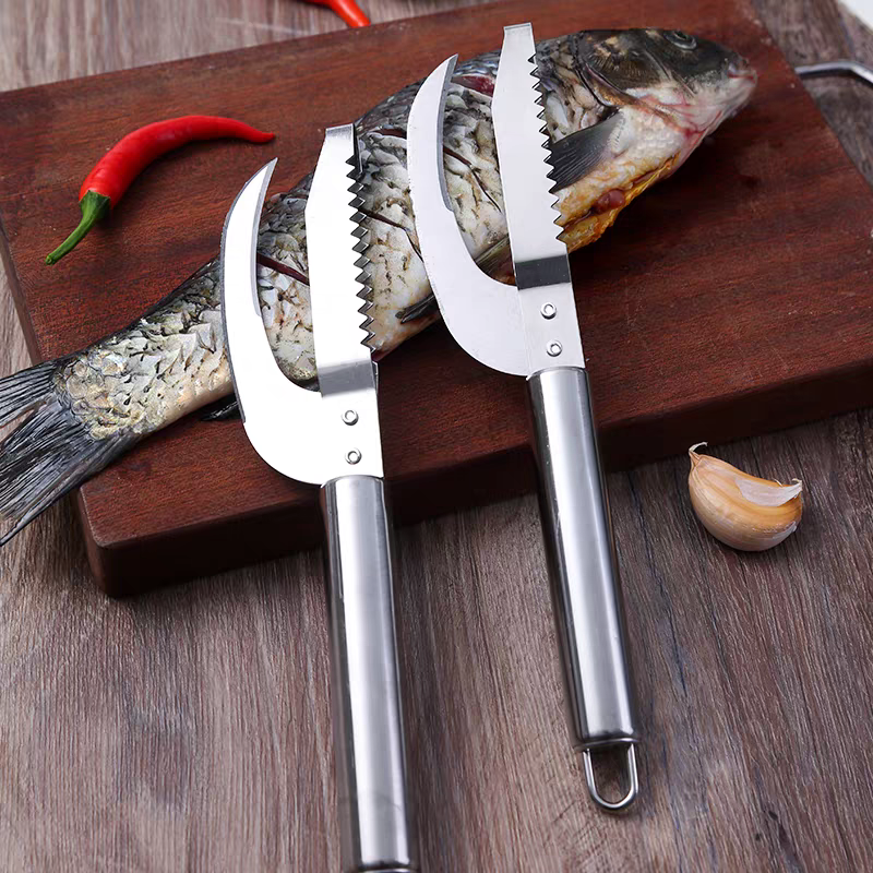 🍲🐟【2 darabos ajánlat】Rozsdamentes acél multifunkciós kés a halpikkelyek hatékony lekaparásához