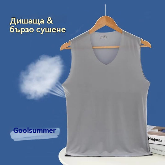 ❄️🆒【Комплект от 5 части 🔥】【L–5XL】Летен мъжки безшевен, тънък анцуг от ледена коприна в големи размери ✅️Плащане при доставка