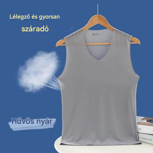❄️🆒【Vásárolj 3-at, 2-t kapsz ajándékba – összesen 5 db 🔥】【L–5XL】Nyári férfi varrat nélküli, vékony jégselyem atlétatrikó nagy méretekben