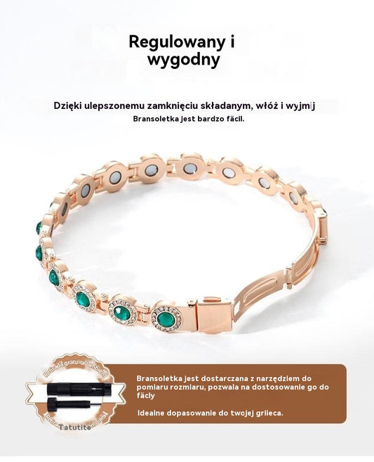 🎁 50% zniżki✨✨--Nowoczesna luksusowa bransoletka magnetyczna ze stopu, bransoletka magnetyczna wykonana z czystej miedzi i cyrkonii sześciennych ✅️ Płatność przy odbiorze