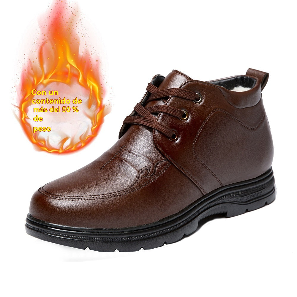 👞Descuento -47%🔥【39-44】2025 nuevos zapatos de hombre de piel y algodón, caña alta, más terciopelo