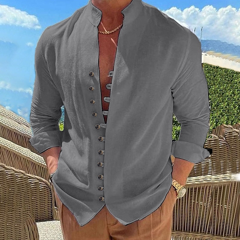 🌈👔【50% zniżki 🔥】【S-3XL】😍Nowa kolekcja 2025, męska koszula bawełniano-lniana w dużym rozmiarze, luźna koszula z długim rękawem