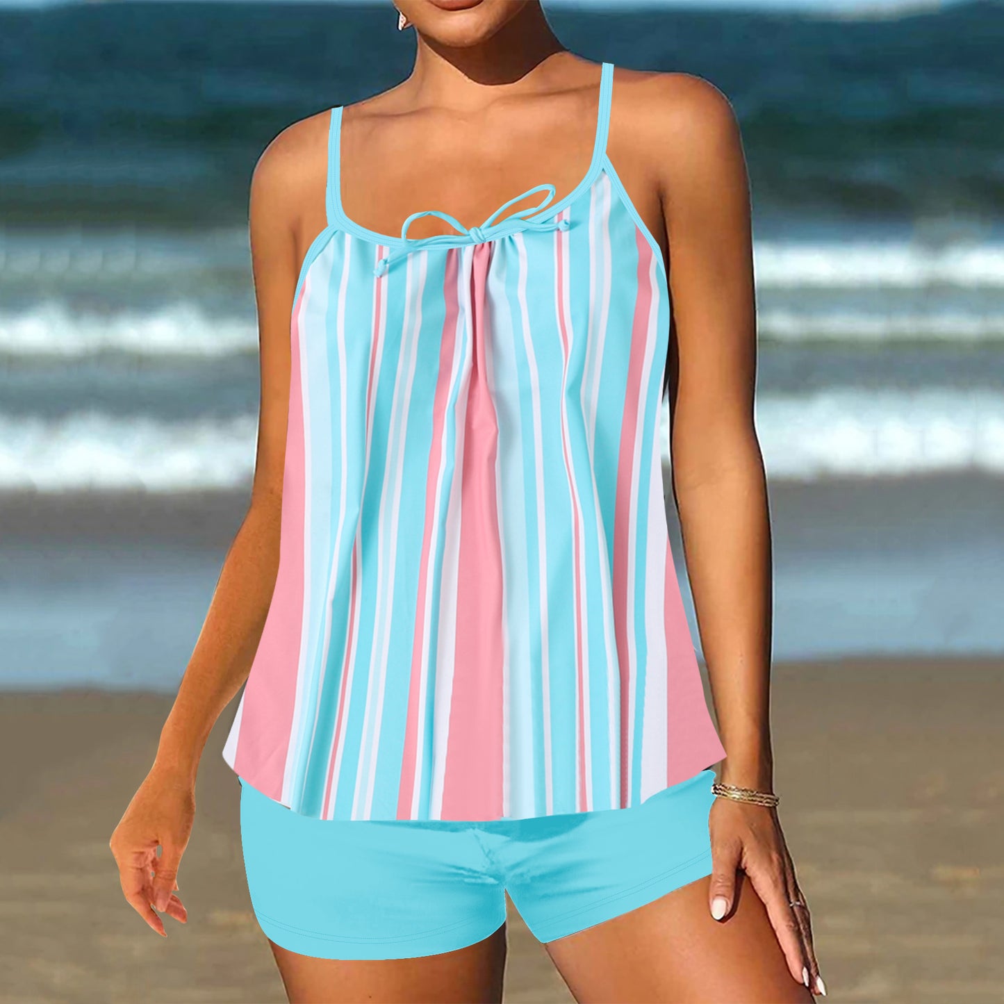 👙 50% de descuento✨【40-120 kg】Nuevo traje de baño de dos piezas estampado de talle alto para mujer✅Pago contra entrega ✅2 artículos con un 70% de descuento