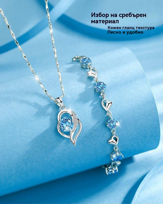 ✨✨【Купете 1, вземете 1 безплатно】💎💎Комплект гривна и колие от сребро 925 – Сърцето на океана ✅️Плащане при доставка