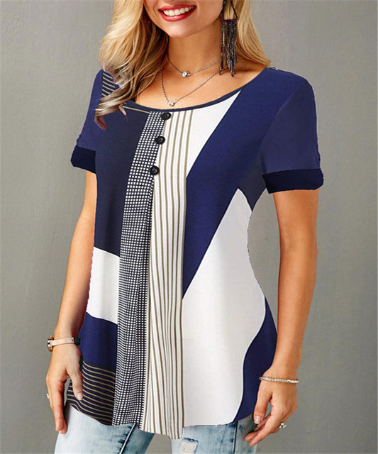 🔥🔥【S-5XL】🌺🌺Potištěné tričko s kulatým výstřihem