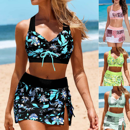 👙【Sleva 50% 🔥】🌺 Třívrstvé dámské bikiny ve větších velikostech – rychleschnoucí, vysoce elastické, s vysokým pasem