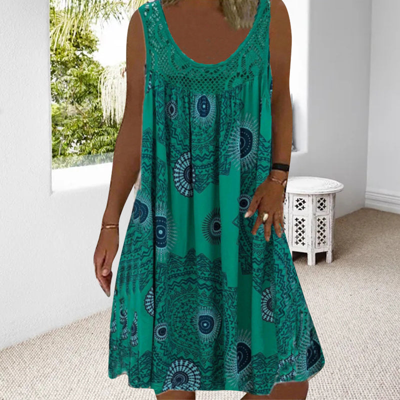 🌈🌴【Kup 1 a 1 zdarma🔥】【S-5XL】💋👗 Volné šaty bez rukávů s ramínky Volné šaty s potiskem pro větší velikosti, 9 barev