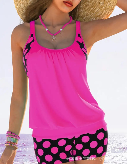 🏖️【S-5XL】✨Sexy dámské plavky s puntíky a ramínky, velikost pro plnoštíhlé ženy 2025