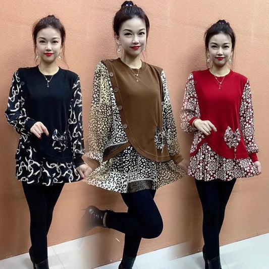 🍁【Sleva na nový produkt -49% 💥】✨Top s potiskem a prošitím podzim 2025 (M-6XL)