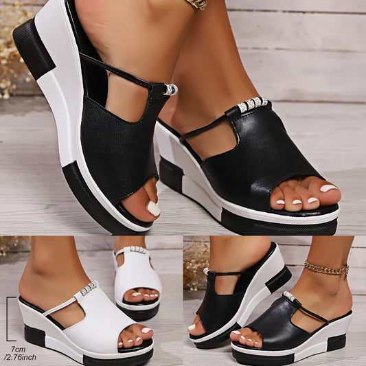 💖【36-43】Dámské sandály z pravé kůže s klínovým podpatkem, který zvyšuje výšku postavy