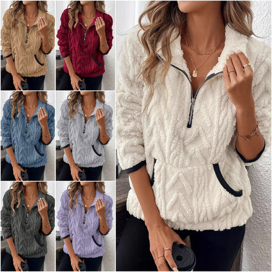 🔥Új, menő akció🔥【S-3XL】Női őszi-téli polár rövid pulóver --4146592