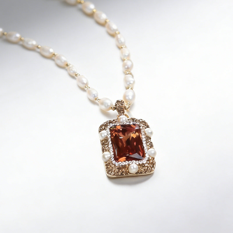 ✨✨Плащане при доставка ✅️Ново квадратно перлено колие, универсален и семпъл аксесоар, елегантна верижка за пуловер, украсена с кристали.