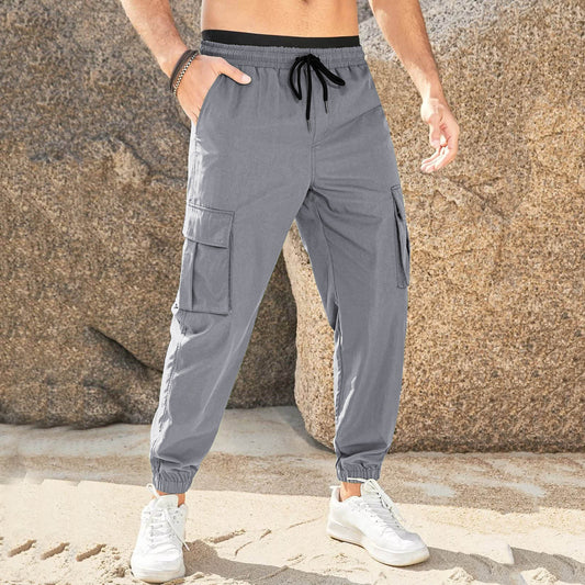 🌄👖【Sleva 50 % 🔥】【S–3XL】Pánské volnočasové pracovní kalhoty odolné proti opotřebení, ve větších velikostech, s elastickým pasem a šňůrkou