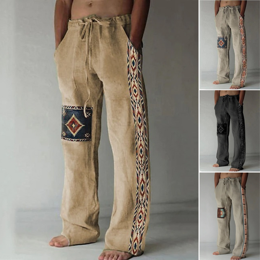 ✨👖【10 barev🌈】【S-6XL】😍 Pánské úzké kalhoty z bavlny a lnu větší velikosti, ležérní uvolněný bohémský styl, kalhoty se širokým sednutím