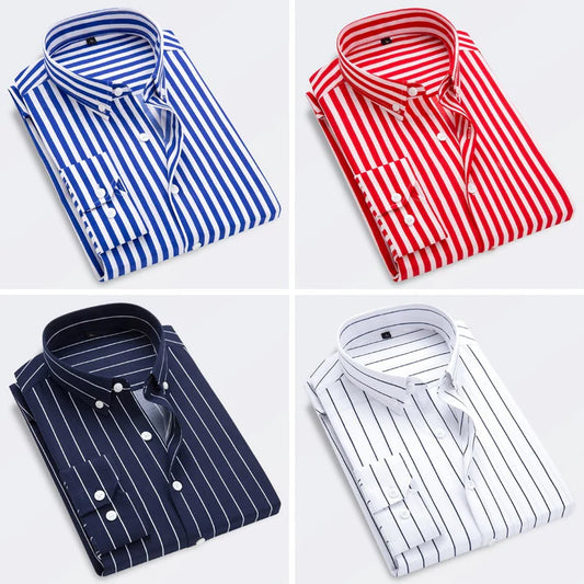 👔【M-5XL】Pánská neformální obchodní košile s pruhy s dlouhým rukávem