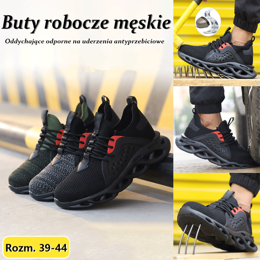 🚵♂️🔨【50% zniżki 🔥】【39–48】👨🔧 Męskie oddychające buty robocze o wysokiej gęstości, odporne na uderzenia i przebicie, ze stalowym noskiem i izolacją