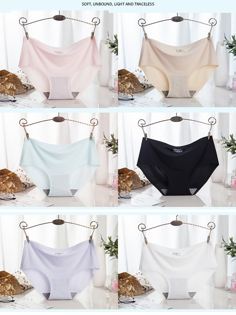 😍🛒【Balení 6 kusů】Dámské bezešvé spodní prádlo z chladivé hedvábné tkaniny--4070656