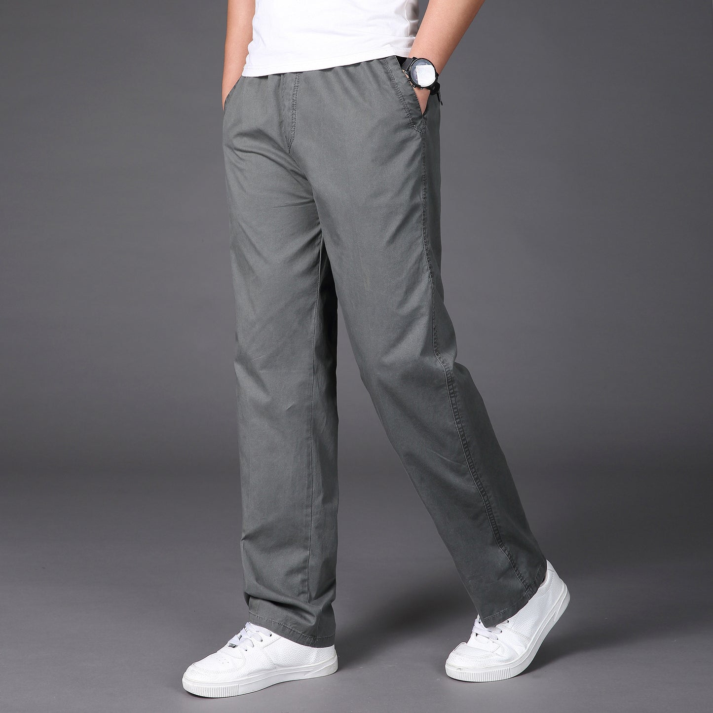 💥👖😍【50% zniżki🔥】【S-6XL】 Męskie spodnie letnie w dużych rozmiarach, szersze i luźne, z gumką w pasie