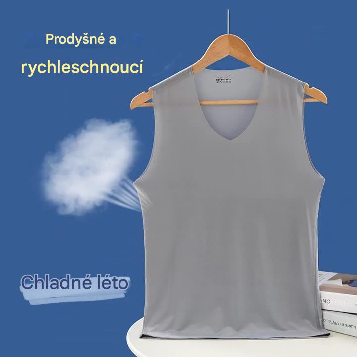 ❄️🆒【Kupte 3, získejte 2 zdarma – celkem 5 kusů 🔥】【L–5XL】Letní pánské tílko z ledového hedvábí, bezešvé, tenký střih, ve větších velikostech