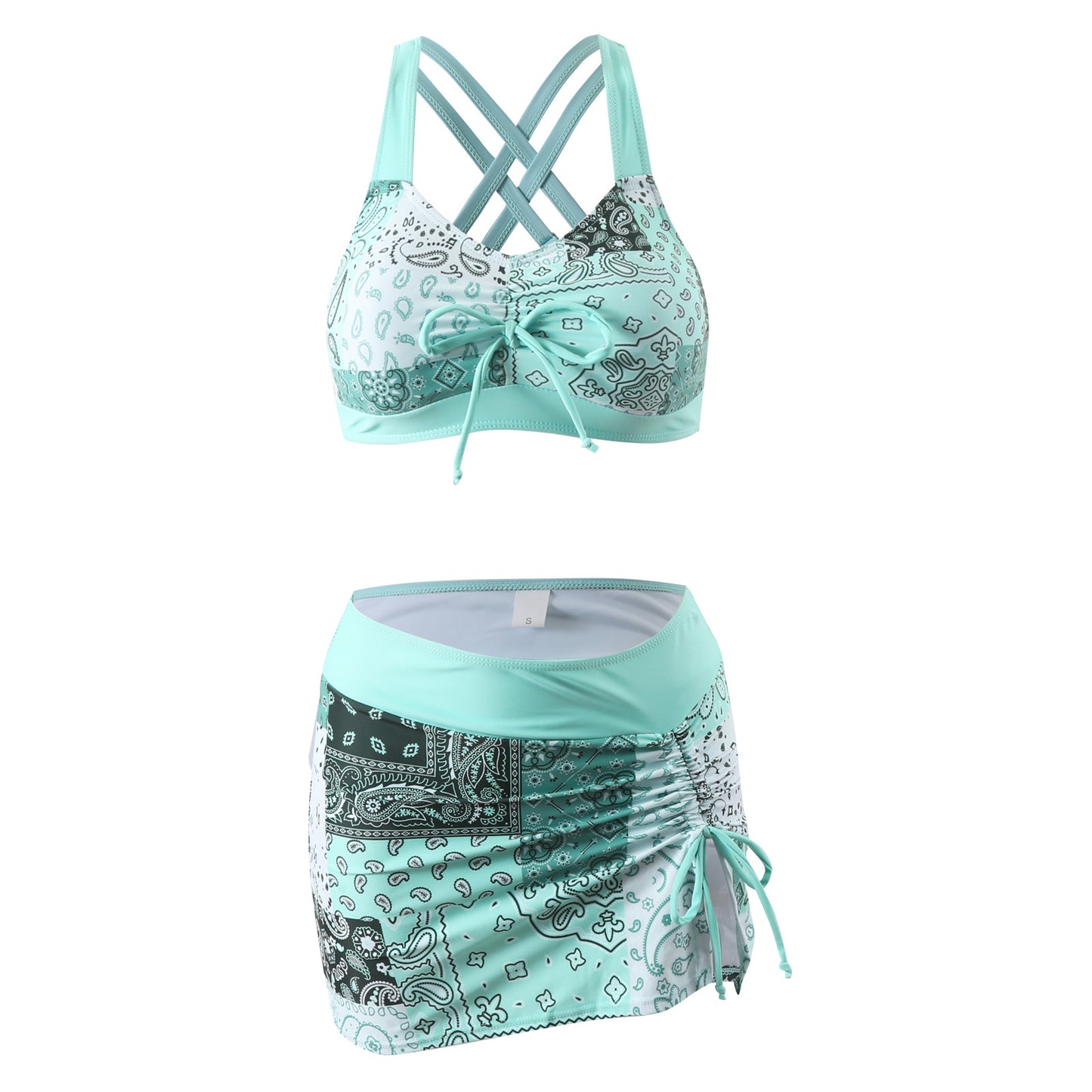 👙【S-4XL】👙🌺Dvoudílná sada s čerstvým květinovým potiskem, styl sukně