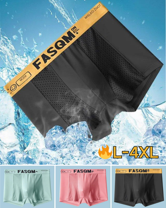 💥🛒【Balíček 6 kusů】💖🩲【L-4XL】2025 Letní pánské prodyšné síťované boxerky z ledového hedvábí – 5A Antibakteriální