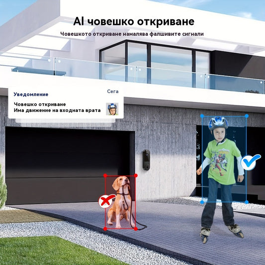 🔥U 55 HD видео звънец, 180° зрително поле през нощта, водоустойчив