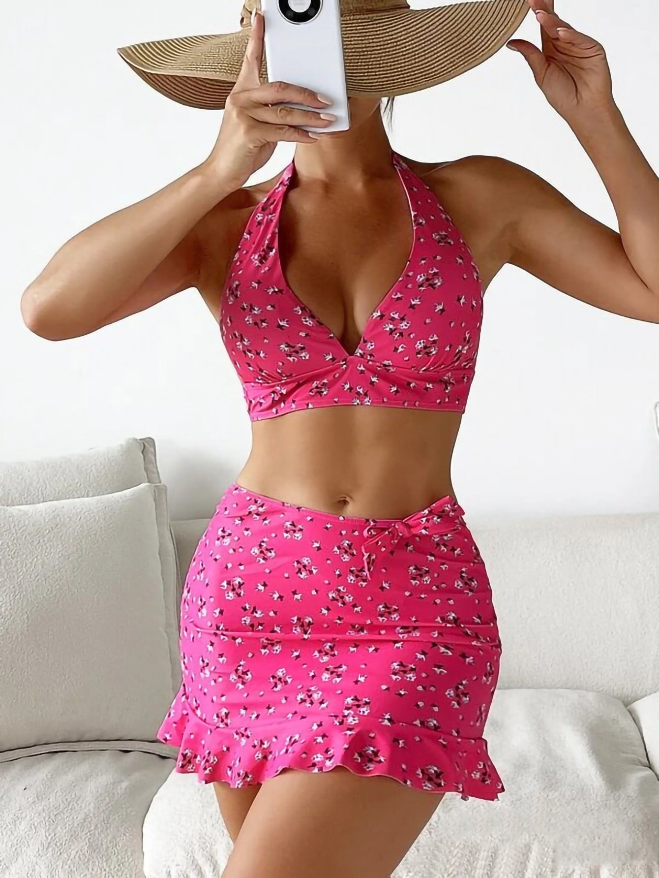 ✨👙【S-XL】Novinka pro rok 2025, Dámské třídílné bikiny s potiskem