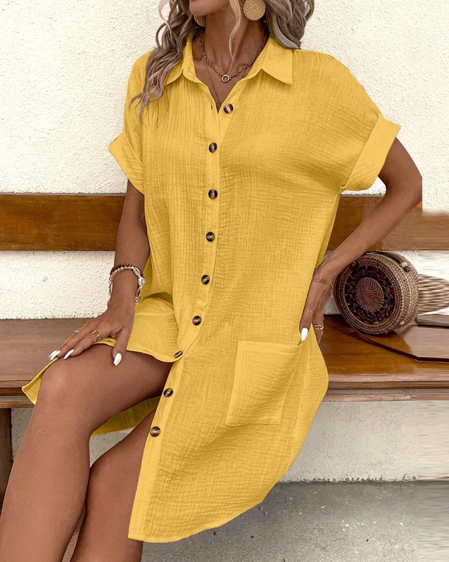 🎁👗【Kupte 1 a získáte 1 zdarma 🔥】【S-2XL】😍2025 bavlněné a lněné prázdninové cestovní šaty s krátkým rukávem, lehké a prodyšné
