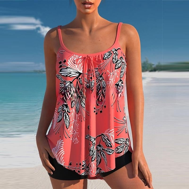 🌴🌈【50% zniżki】🌈🌴✨ Nowy dwuczęściowy strój bikini z dużym nadrukiem, wygodny, oddychający i szybkoschnący materiał