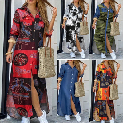 💃💖【Reducere 50% 🔥】【S–5XL】😍 Nouă rochie-cămașă cu mânecă lungă, mărimi mari, stil modern, disponibilă în 11 culori