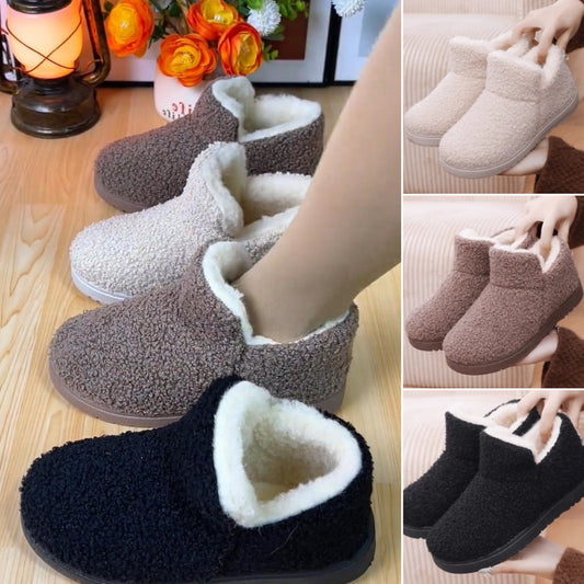 💟【35-41】 Cizme plate de zapada calduroase din lana si catifea