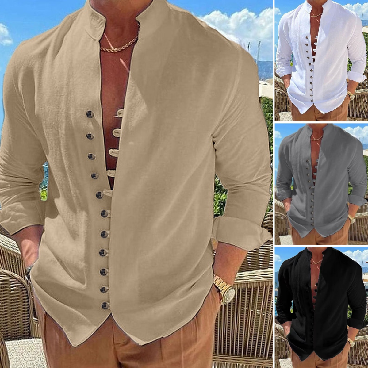 🌈👔【50% zniżki 🔥】【S-3XL】😍Nowa kolekcja 2025, męska koszula bawełniano-lniana w dużym rozmiarze, luźna koszula z długim rękawem