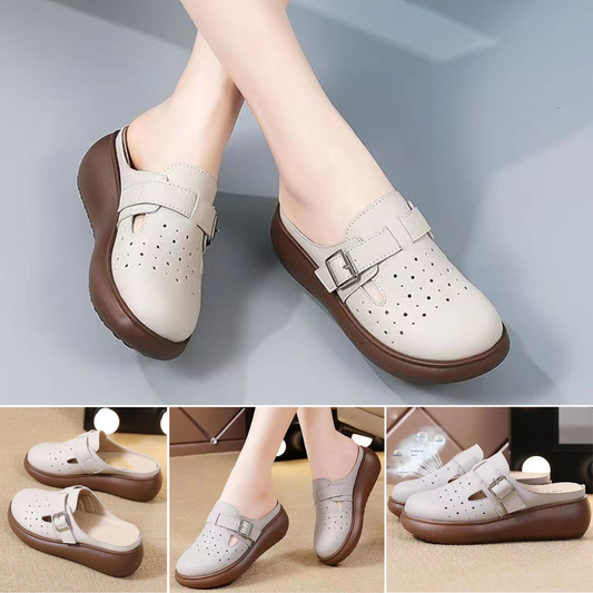 ✨【Letní výprodej】【35-40】Nové ručně vyráběné dámské kožené sandály s tlustou podrážkou, měkká podrážka, nezpůsobují únavu při chůzi