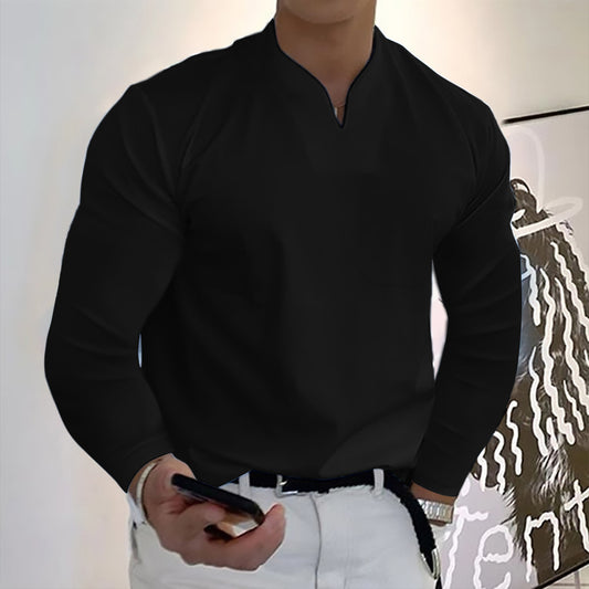 👔🔥【40-120 kg】Męska koszulka sportowa z długim rękawem i dekoltem w serek, bawełniana ✅️Płatność przy odbiorze ✅2 artykuły ze zniżką 70%