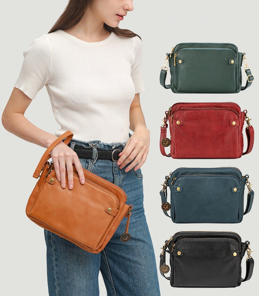 👜💃【Reducere 50% 🔥】【Capacitate mare 😍】👝💕Geantă vintage din piele pentru femei, cu capacitate mare, structură în trei straturi, piele rezistentă la uzură