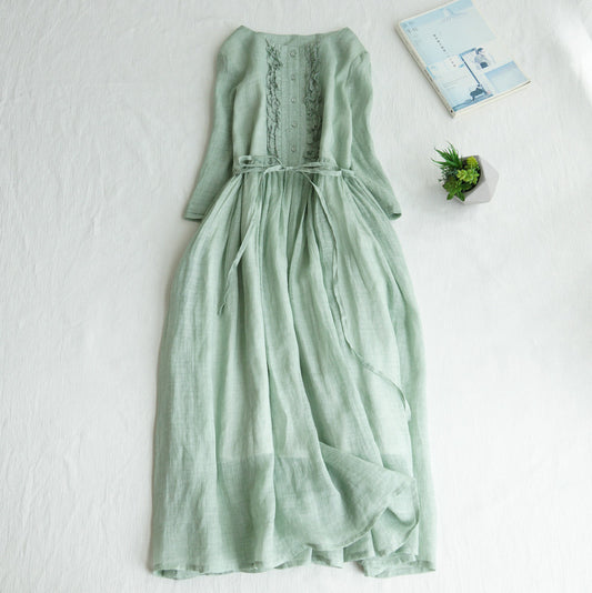 👗👗【XS-XXL】Módní a elegantní dlouhé bavlněné a lněné šaty pro jaro a léto 2025