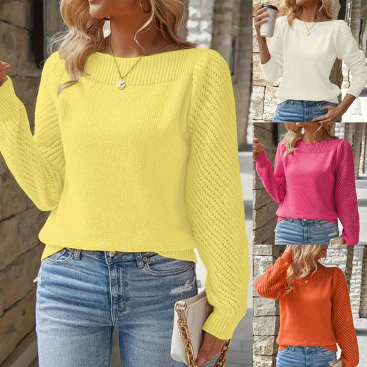 ✨🔥【XS-2XL】Nový jednobarevný svetr/pletenina s dlouhým rukávem